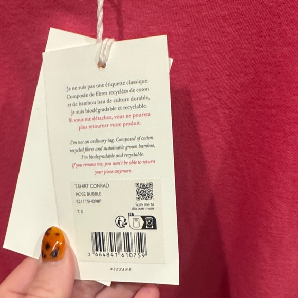 Sezane Pink Short Sleeve Tee - Picture 2 of 6